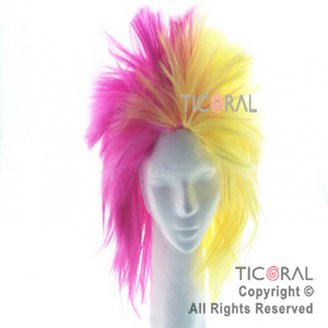 PELUCA PUNK LARGA FUCSIA Y AMARILLO HS2467-3 x 1